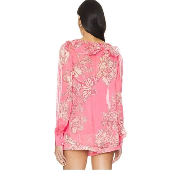 Hemant and Nandita Pink Floral Top with Cami NWT- Size XS - Picture 2 of 16